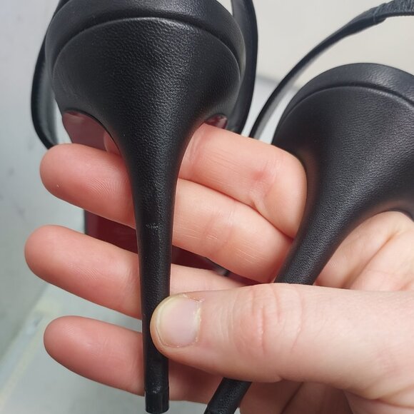 Christian Louboutin O Marylin Leather Black Strappy Heel Sandal - Picture 7 of 12